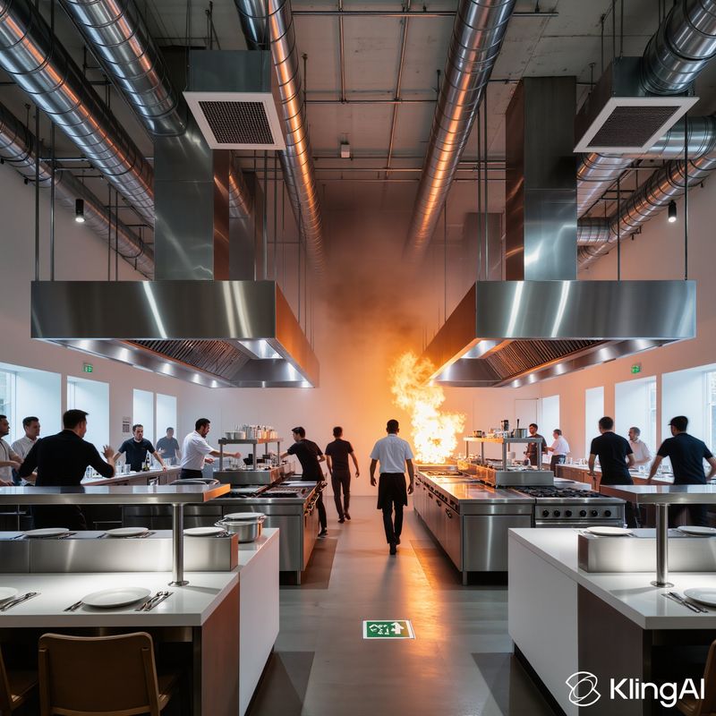 Incendie en cuisine professionnelle — risque hotte encrassée